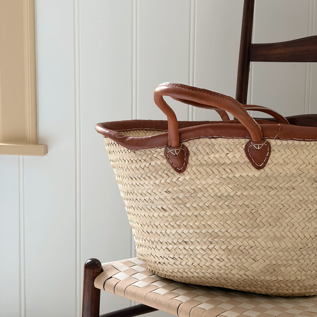 Leather-Wrapped French Market Bag