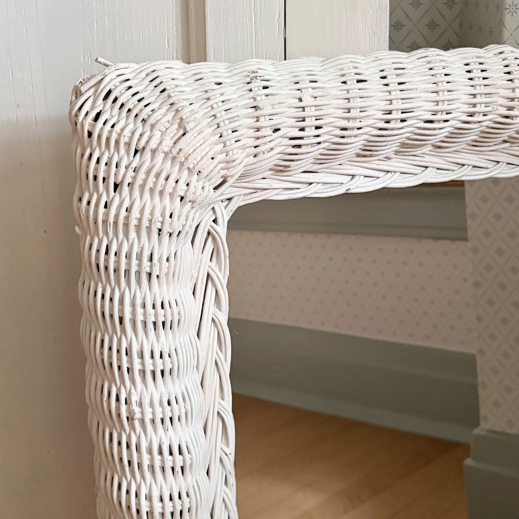 Coastal White Wicker Mirror