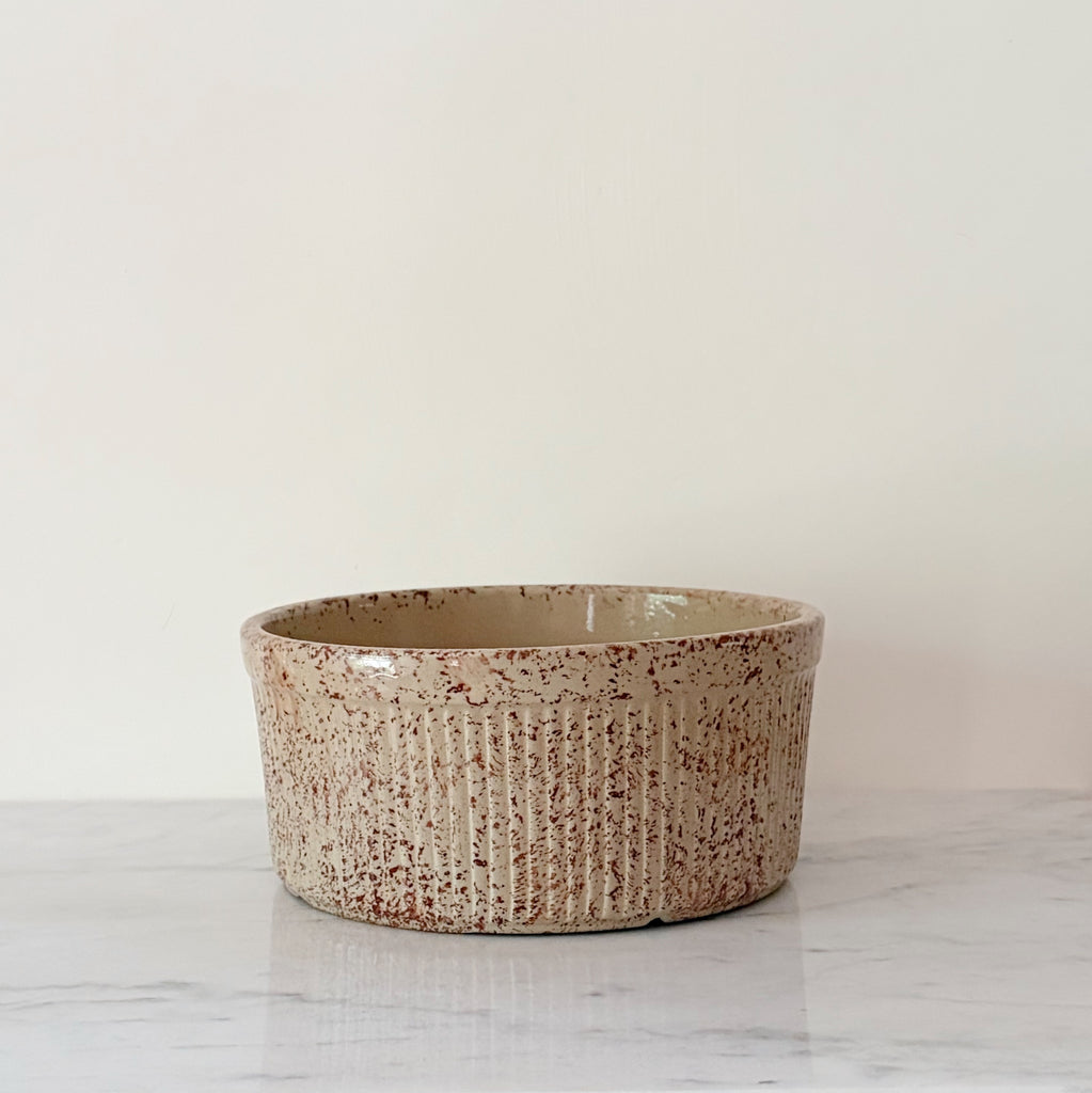 Speckled Brown Stoneware Baking Crock