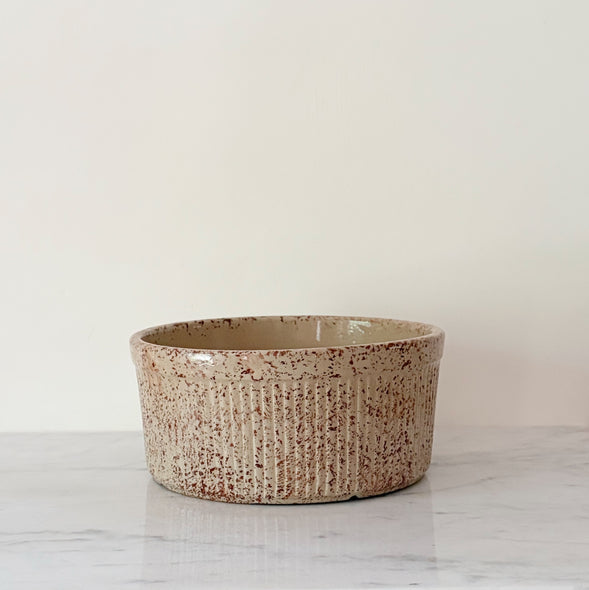 Speckled Brown Stoneware Baking Crock