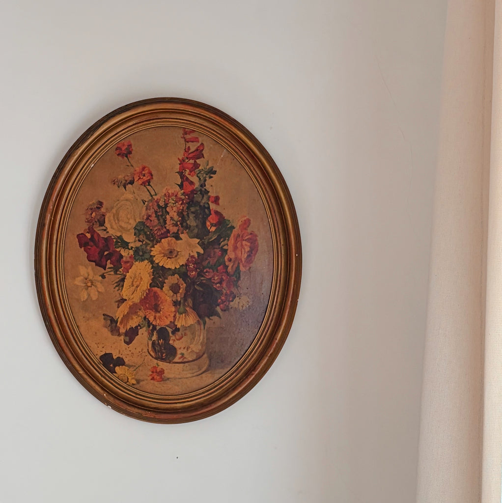Vintage Framed Floral Still-Life Print