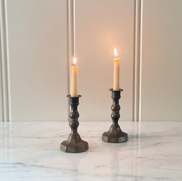 Petite Octagonal Brass Candlesticks