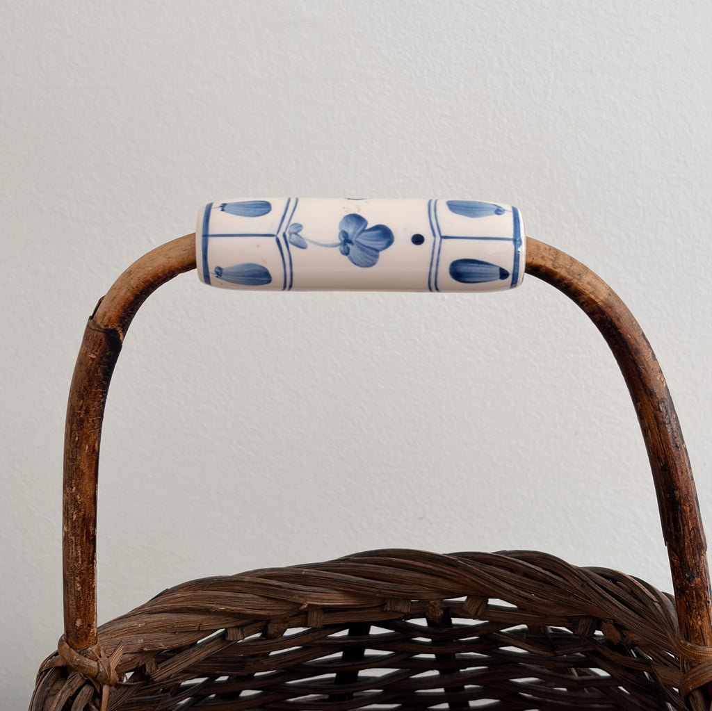 Delft Porcelain-Handled Gathering Basket
