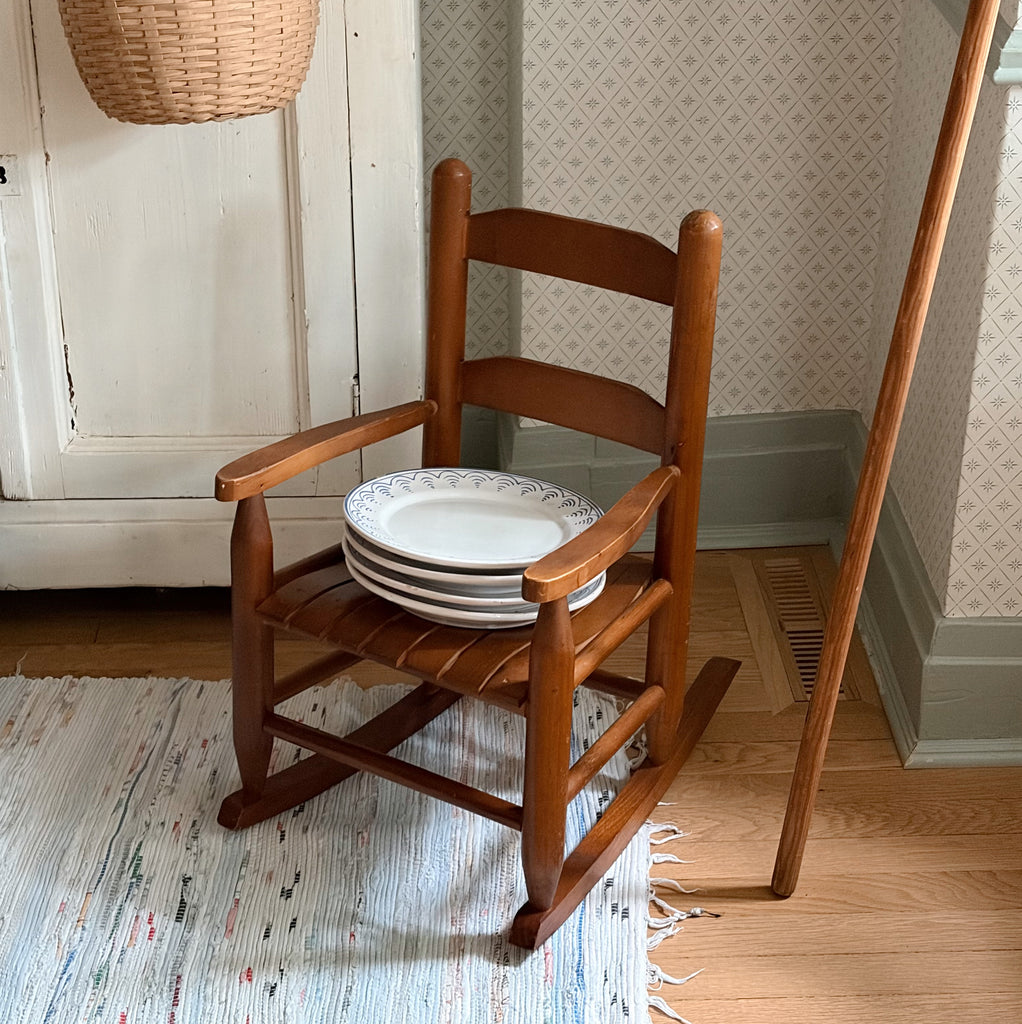 Children’s Slatted Solid Wood Rocker