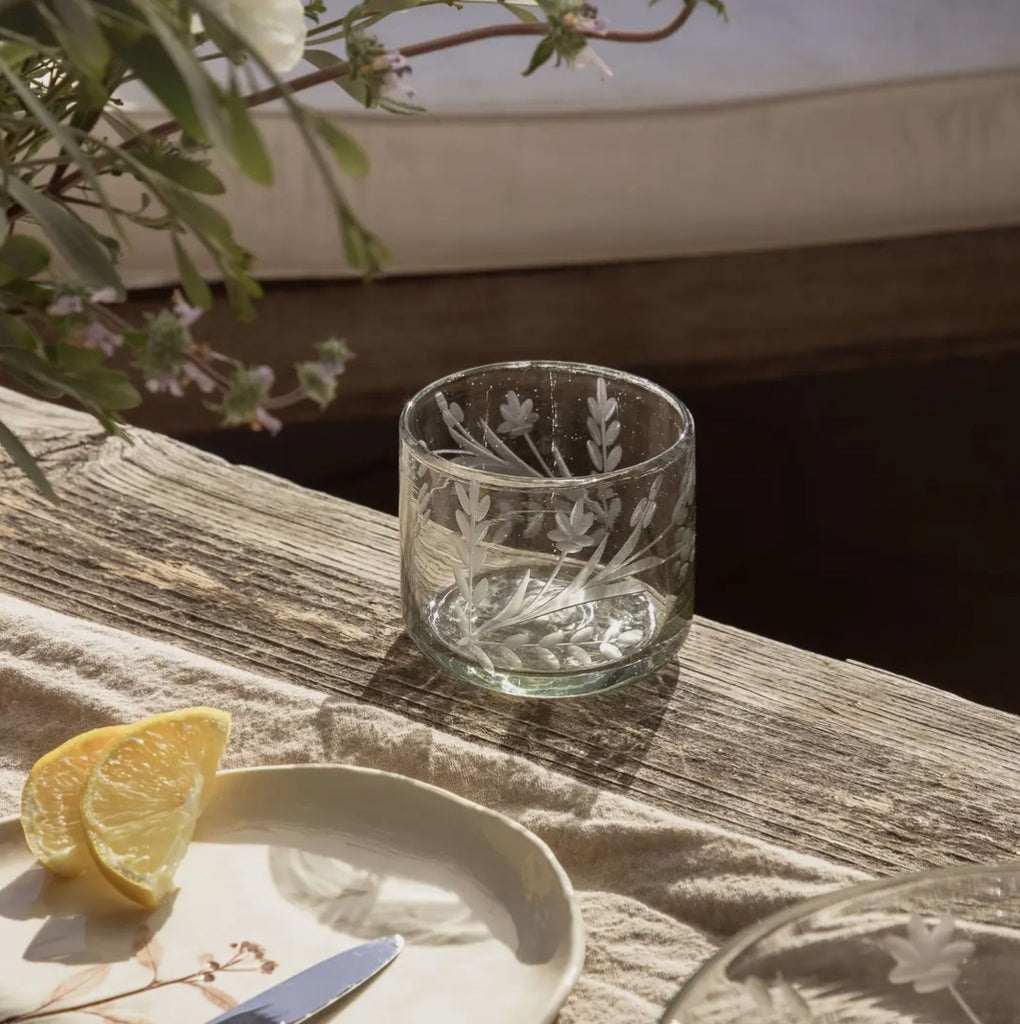 Hand-Etched Glass Tumblers