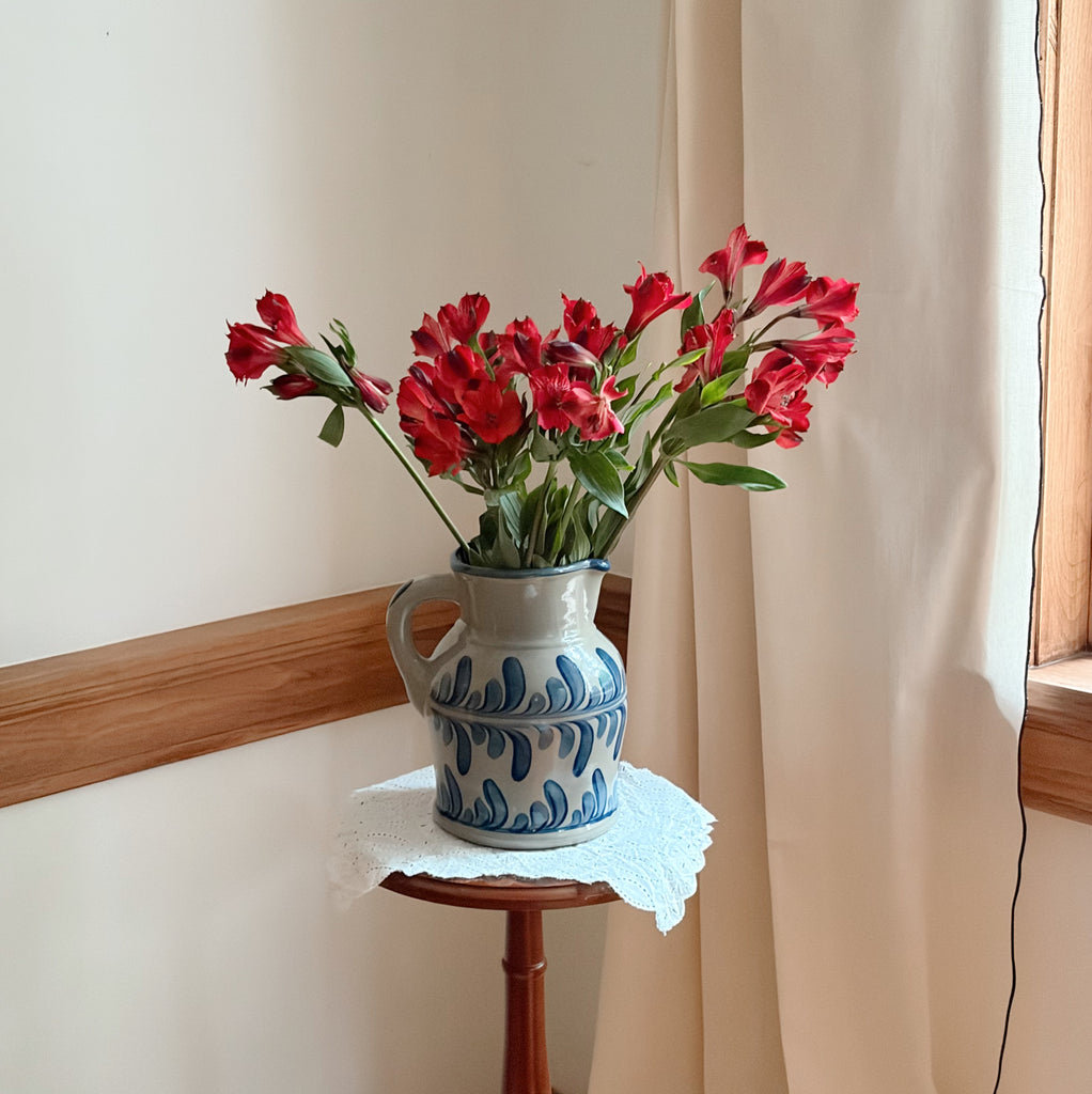 Hand-Painted Stoneware Pitcher