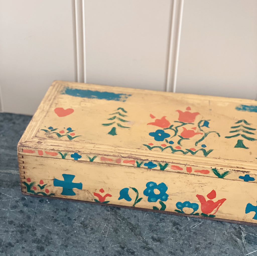 Pennsylvania Dutch Hand Painted Wooden Box
