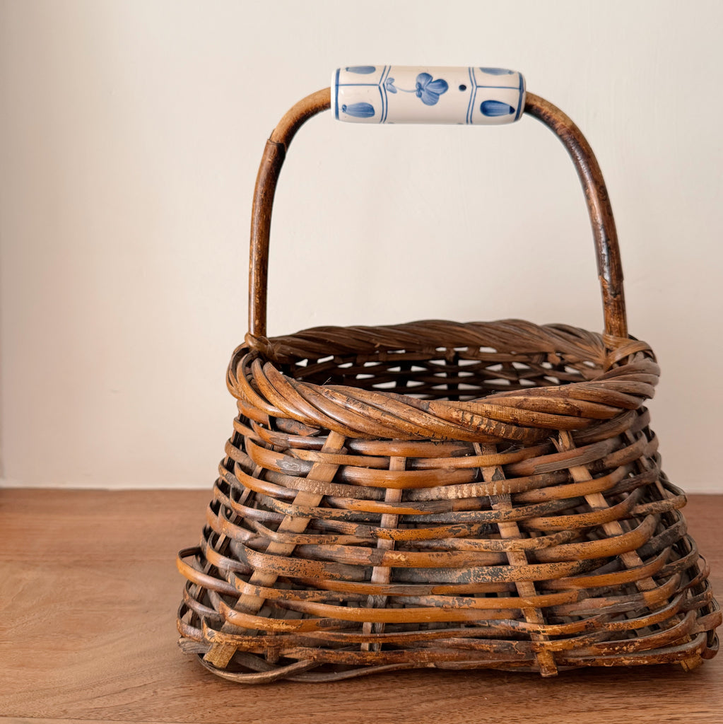 Delft Porcelain-Handled Gathering Basket