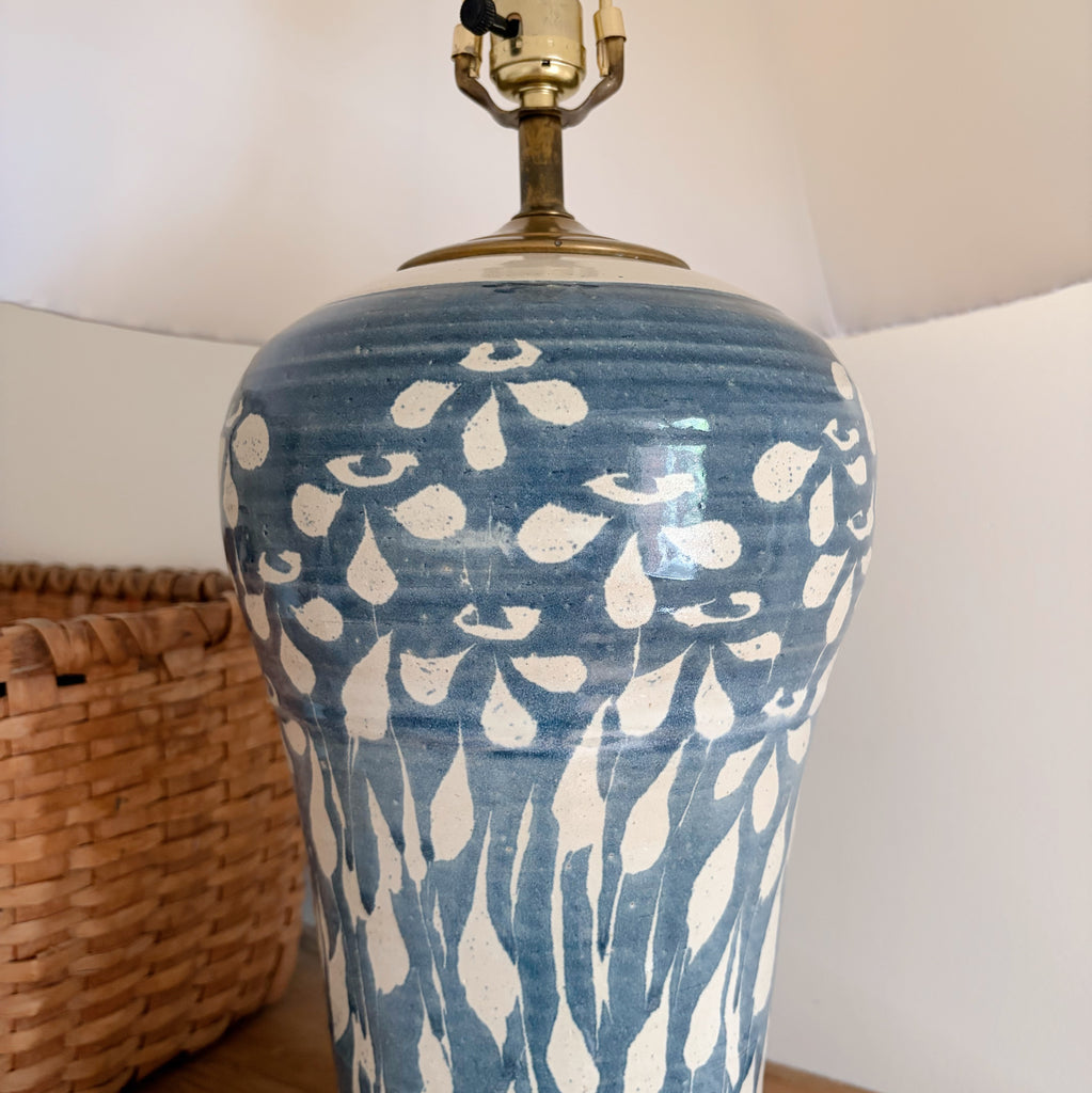 Handcrafted Ceramic Lamp with Pleated Shade