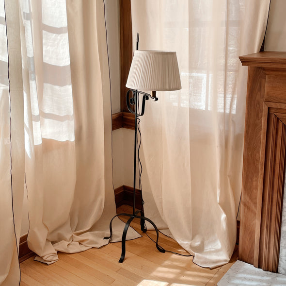 Iron Floor Lamp with Pleated Shade
