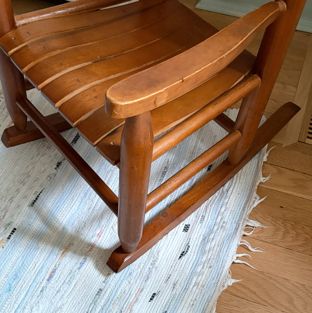 Children’s Slatted Solid Wood Rocker