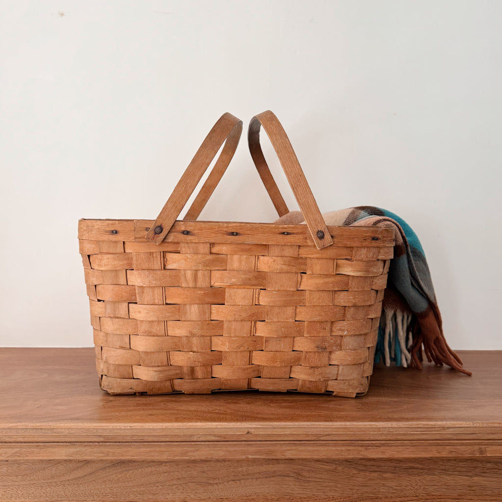 Vintage Open Picnic Basket