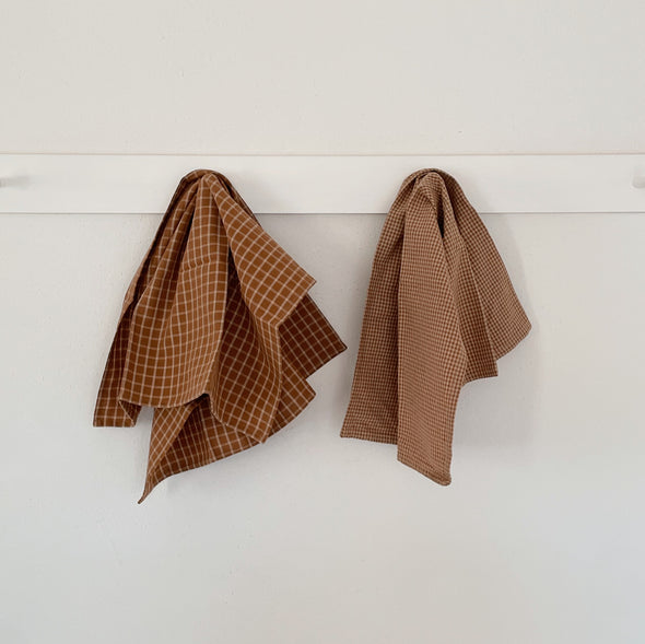 Golden Gingham Cotton Kitchen Towels