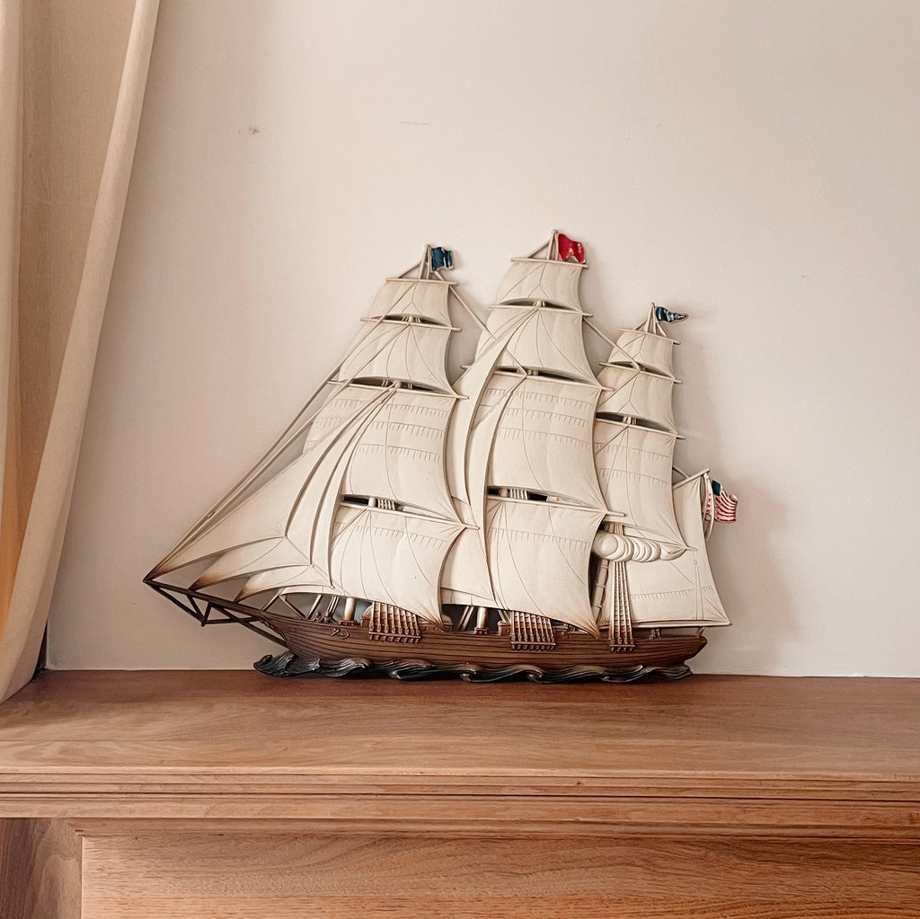 Vintage "Out to Sea" Dimensional Ship Wall Art
