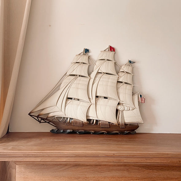 Vintage "Out to Sea" Dimensional Ship Wall Art