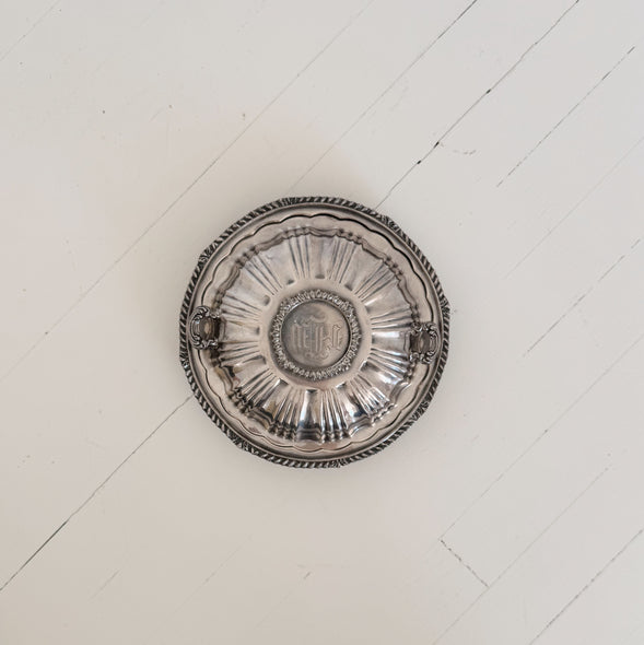 Vintage Monogrammed Silver-Plated Serving Dish