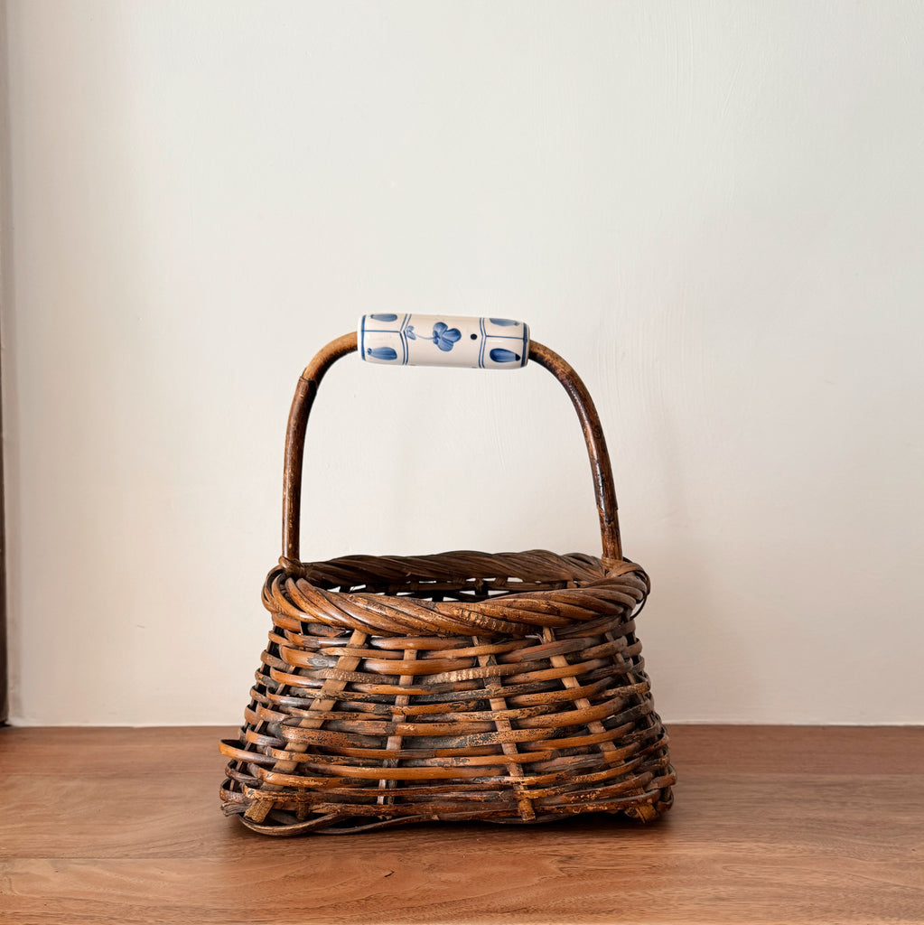 Delft Porcelain-Handled Gathering Basket