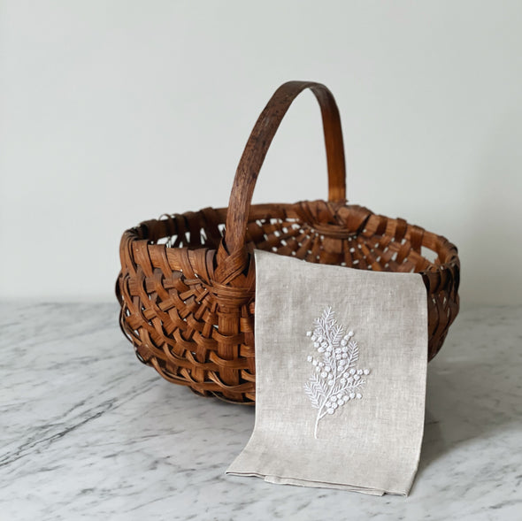 Embroidered Linen Hand Towel