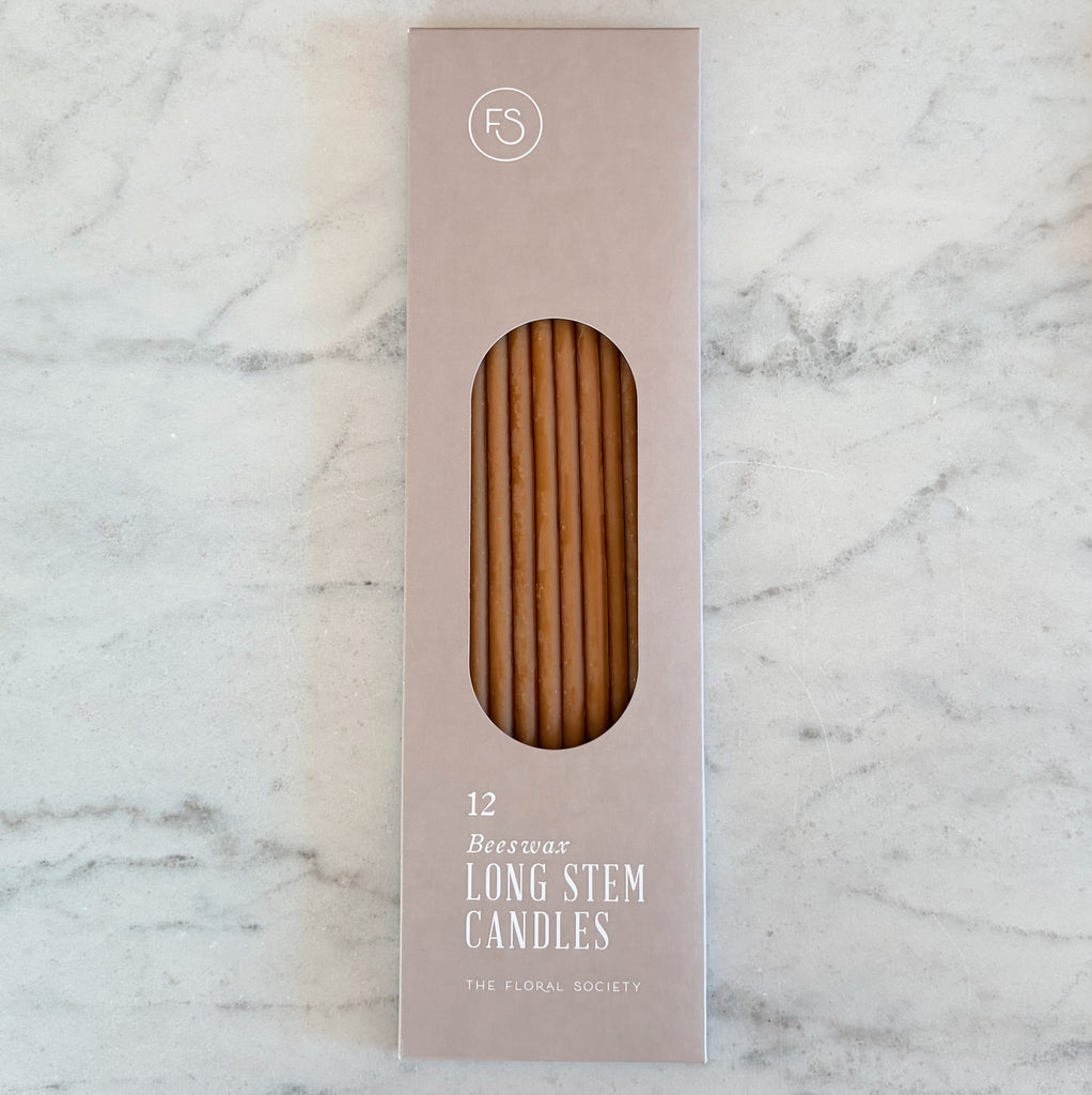 Long Ochre Beeswax Dipped Candles