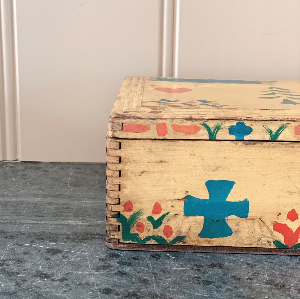 Pennsylvania Dutch Hand Painted Wooden Box