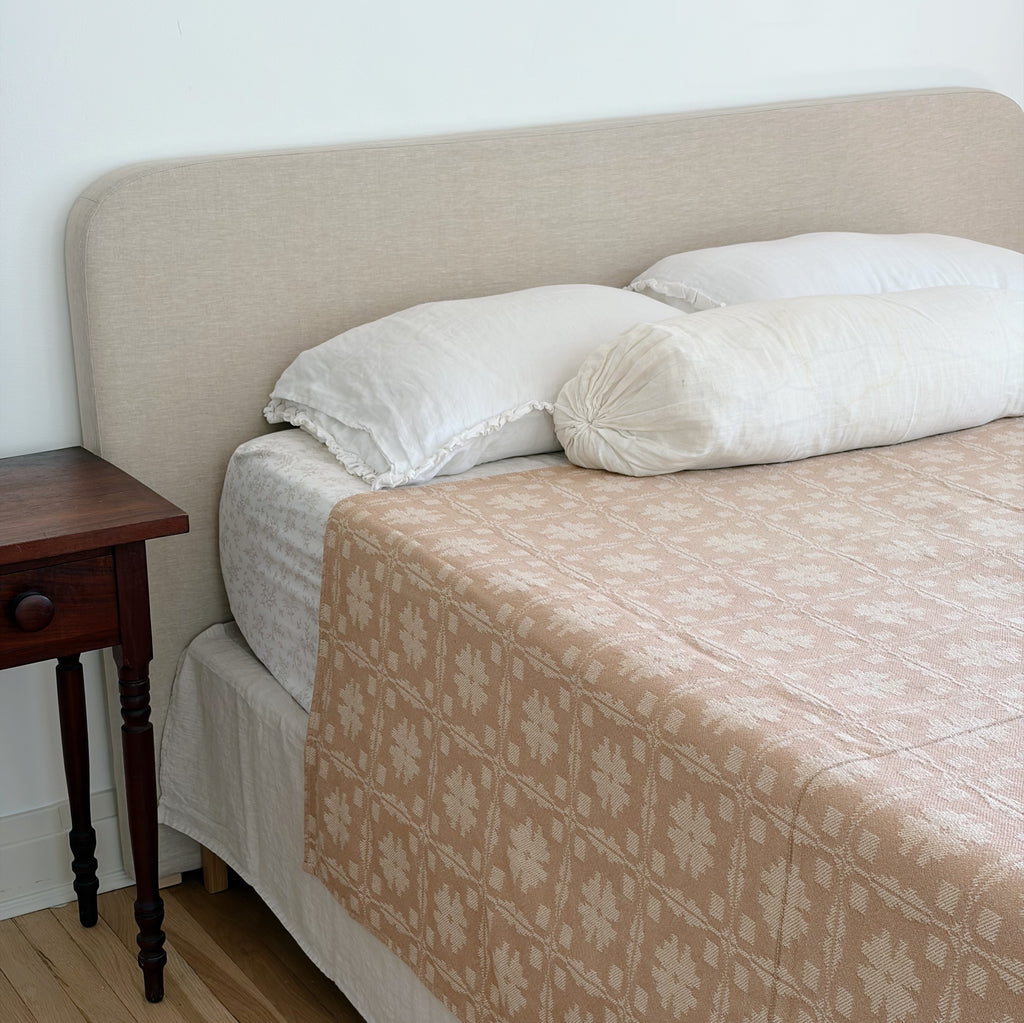 Antique Taupe and Ivory Jacquard Coverlet