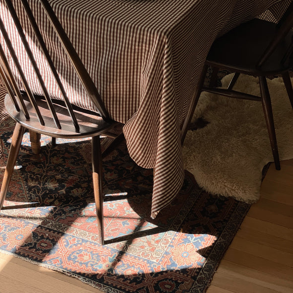 Chocolate Linen Gingham Tablecloth