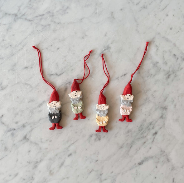 Paper Mache Gnome Ornament Set