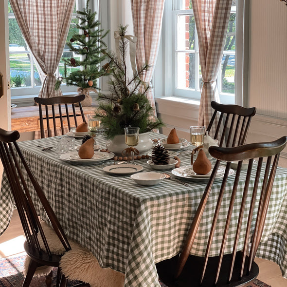 Bayberry Gingham Linen Tablecloth