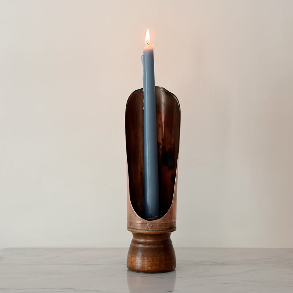 Colonial Copper and Wood Chamberstick
