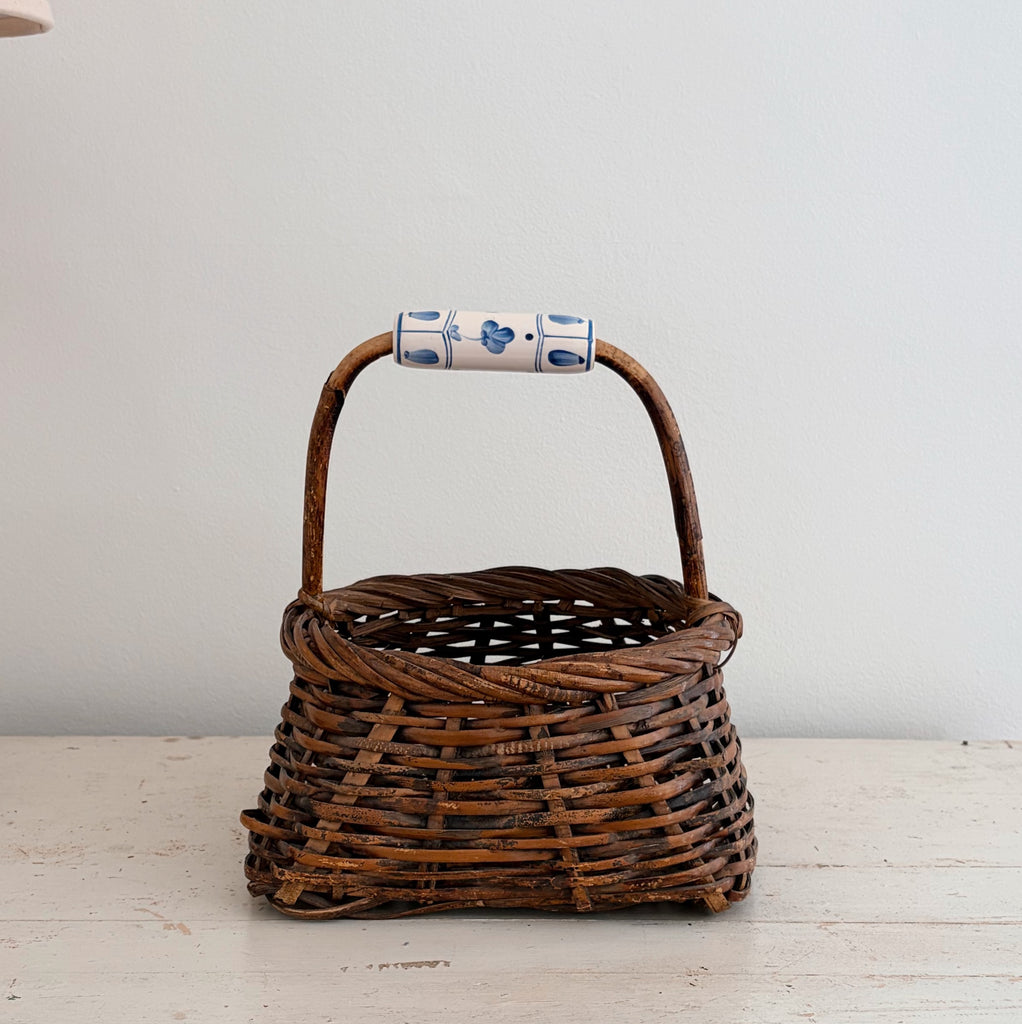 Delft Porcelain-Handled Gathering Basket