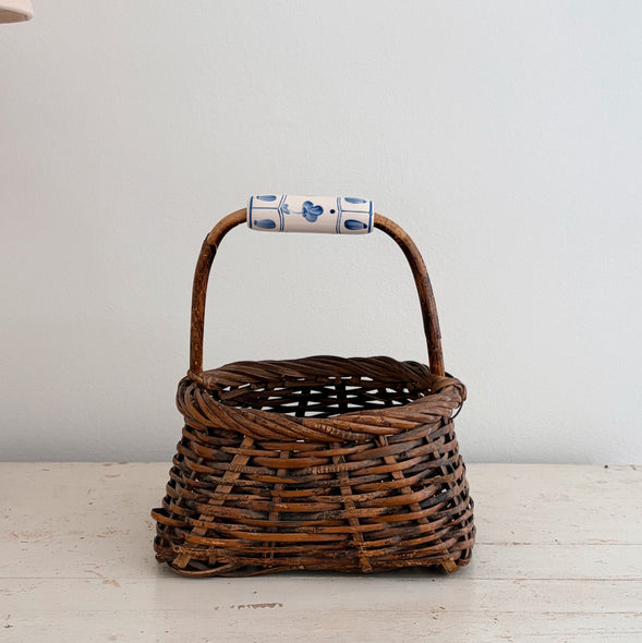 Delft Porcelain-Handled Gathering Basket