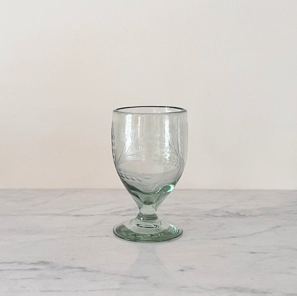 Hand-Etched Footed Glass