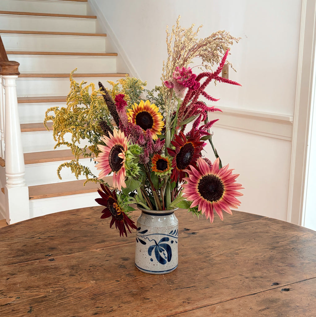 Hand-Painted Stoneware Lidded Canister