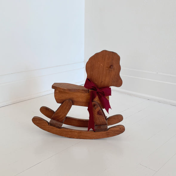 Handmade Toy-Sized Wooden Rocking Horse