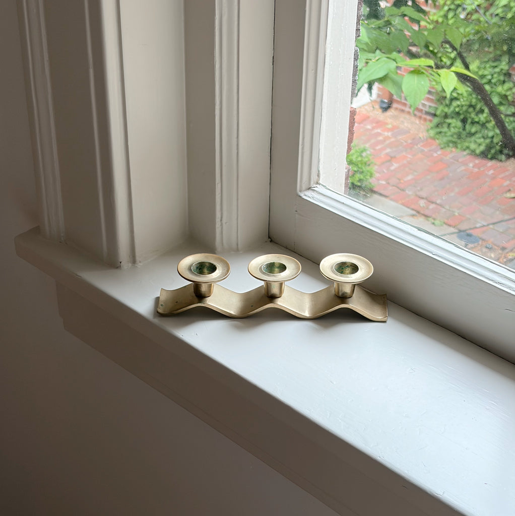 Vintage Brass Wave Candleholder