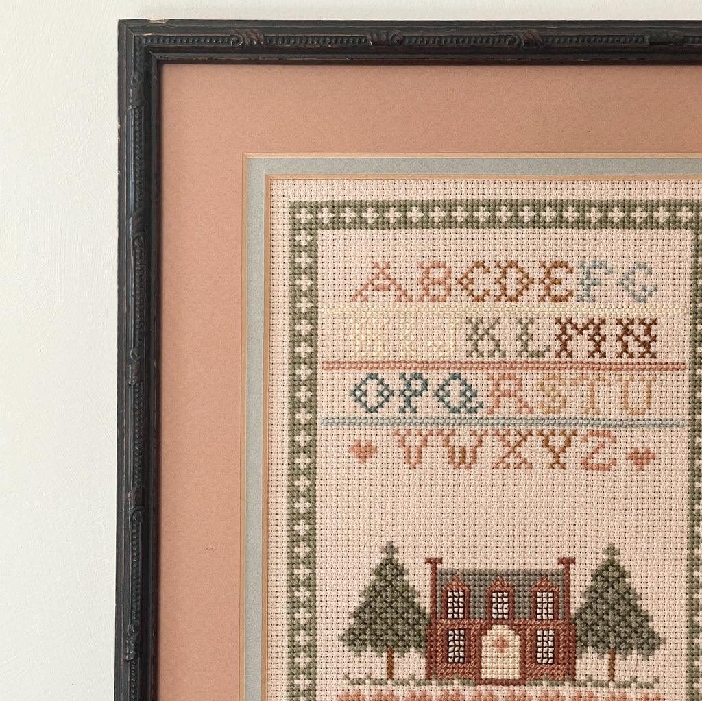 Framed Cross-Stitch Sampler
