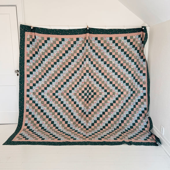 Hand-Stitched Trip Around the World Quilt
