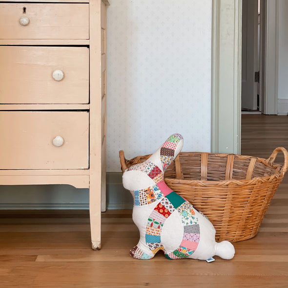 Vintage Quilted Bunny Pillow
