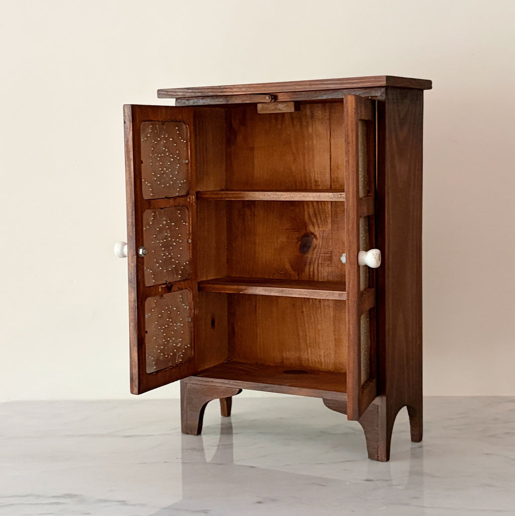 Doll-Sized Punched Tin Pie Safe
