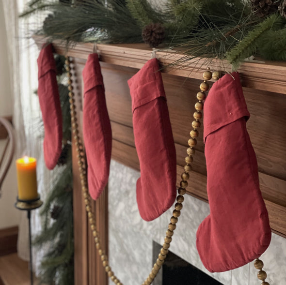 Quilted Linen Christmas Stockings