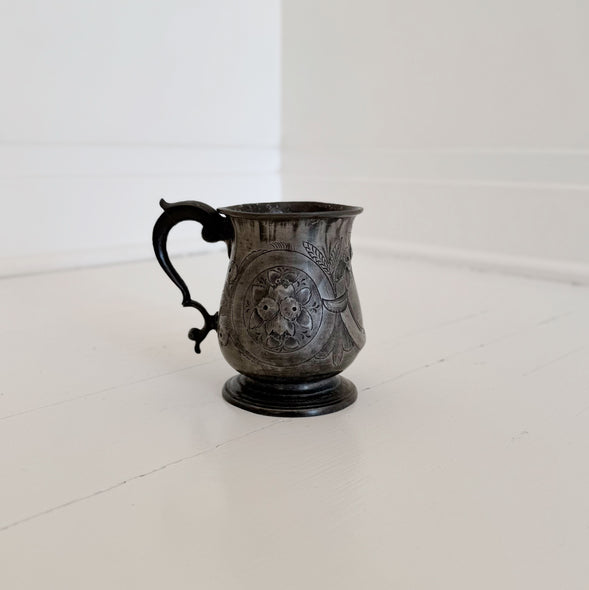 Hand-Etched Pewter Cup Vase