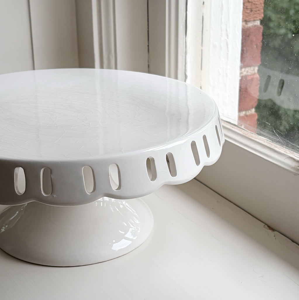 White Eyelet Cake Stand