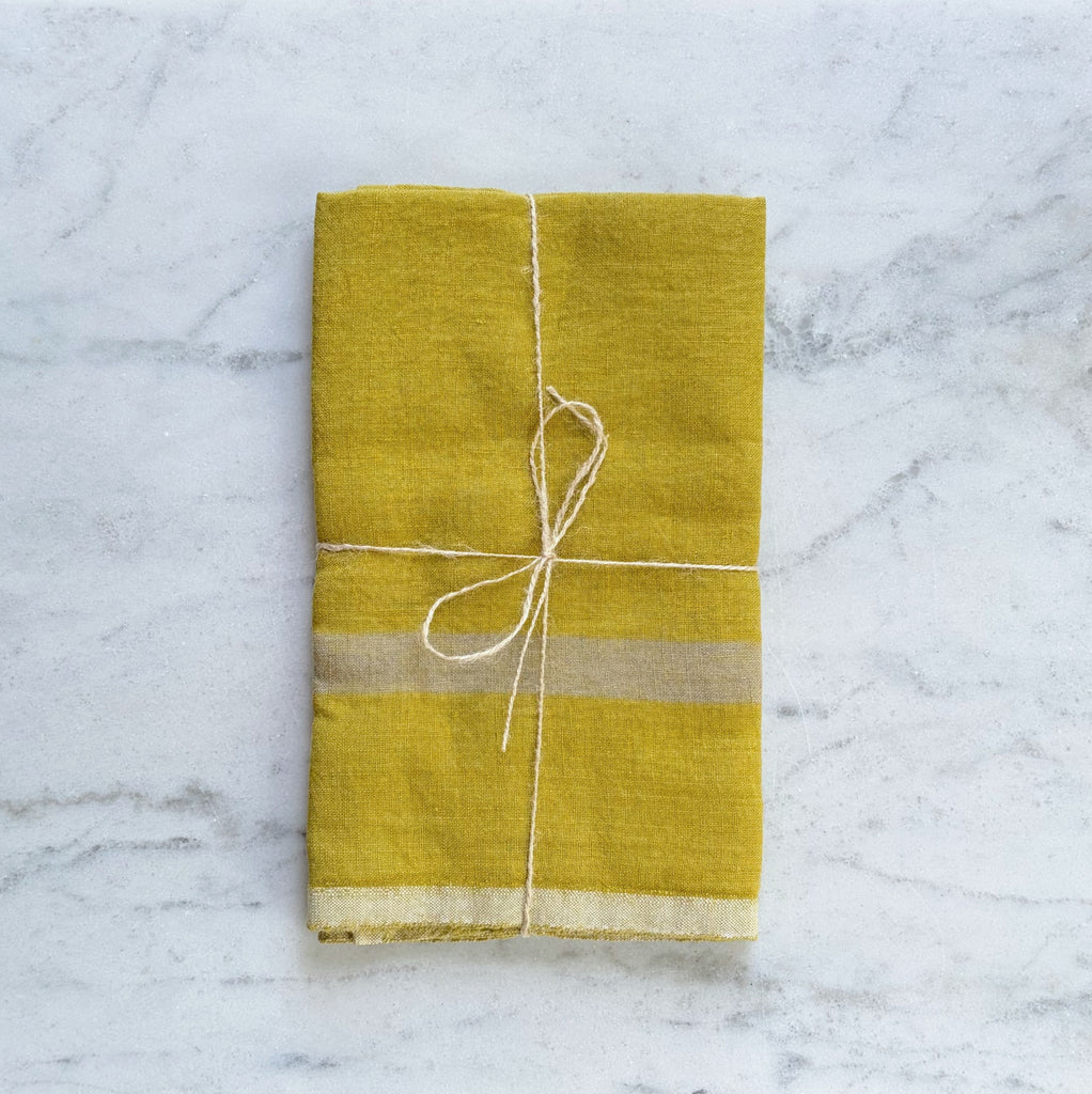 Chartreuse Laundered Linen Towel