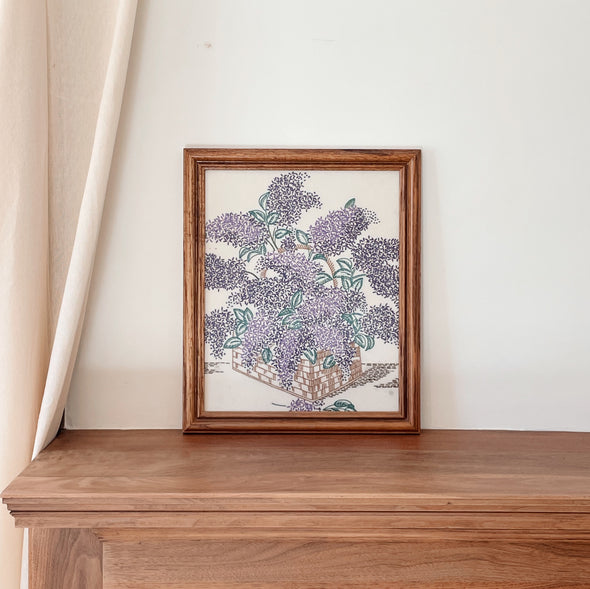 Framed Hand Embroidered Lilac Art