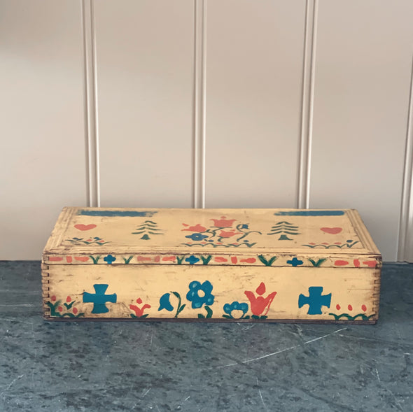 Pennsylvania Dutch Hand Painted Wooden Box