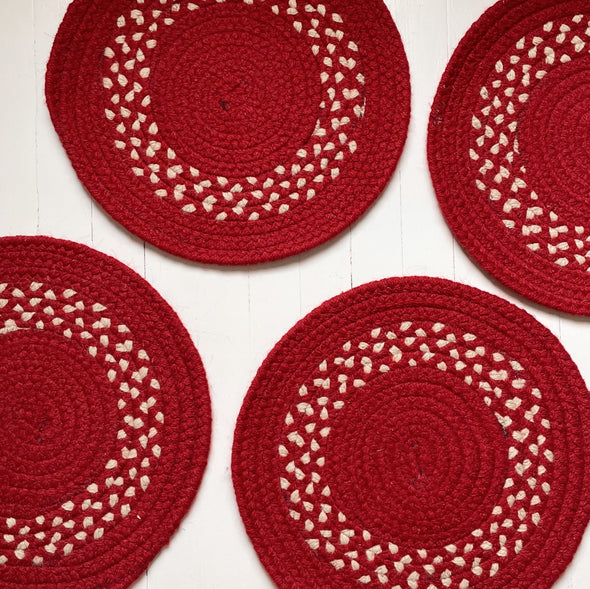 Braided Holiday Cranberry Red Placemats