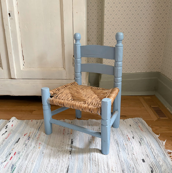 Children’s Light Blue Rush Seat Chair