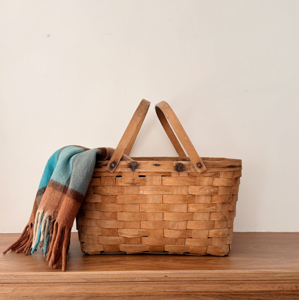 Vintage Open Picnic Basket