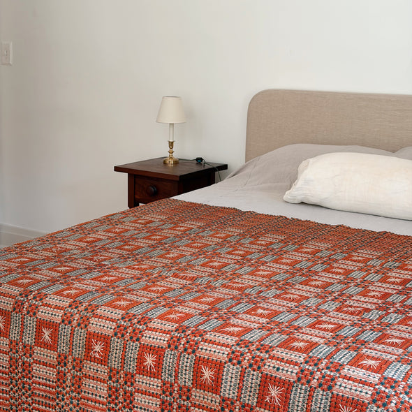 Antique Overshot Wool Coverlet