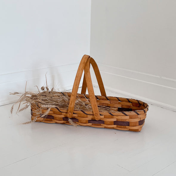 Handwoven Oval Copper Riveted Basket